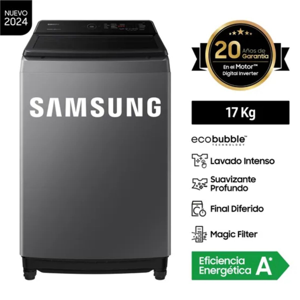 SAMSUNG - Lavadora Samsung Ecobubble 17KG WA17CG6441BDPE