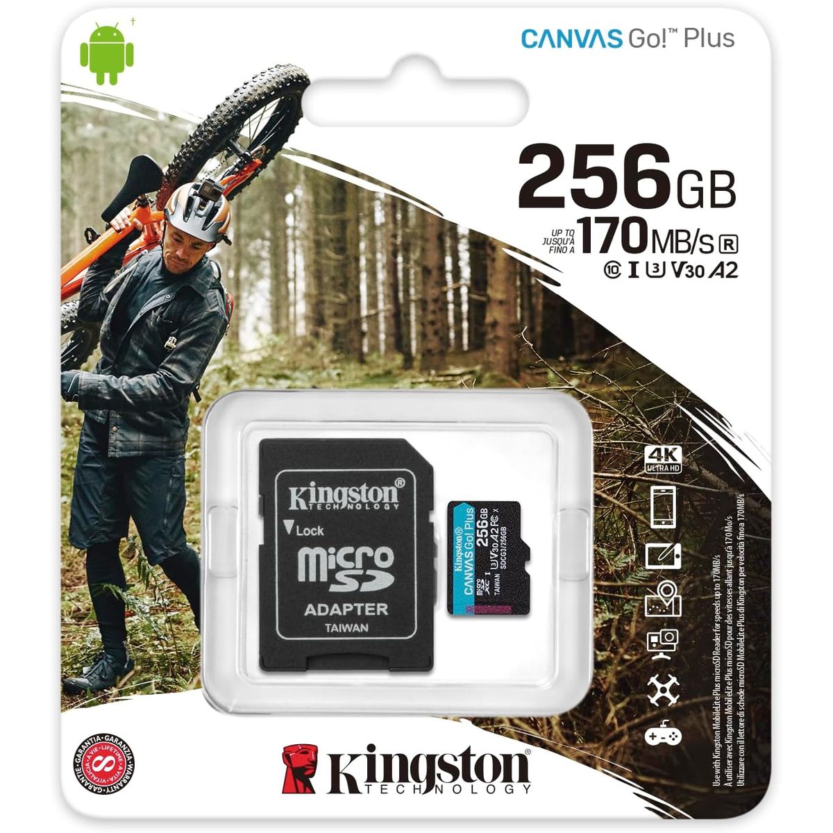 KINGSTON - MEMORIA MICRO SD KINGSTON DE 256GB GO PLUS 170MBS