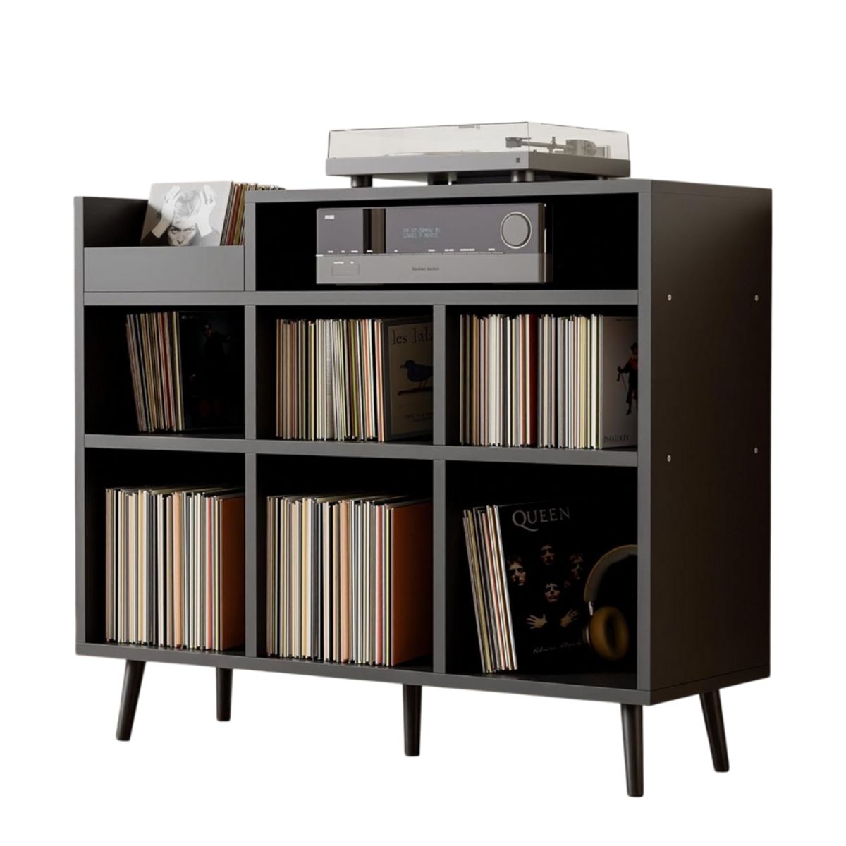 GENERICO - Mueble Estante Tocadisco Barry Negro Petrox Home