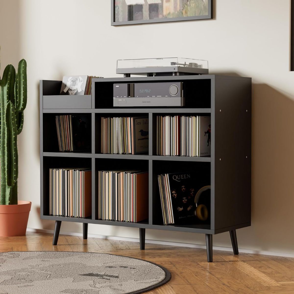 GENERICO - Mueble Estante Tocadisco Barry Negro Petrox Home