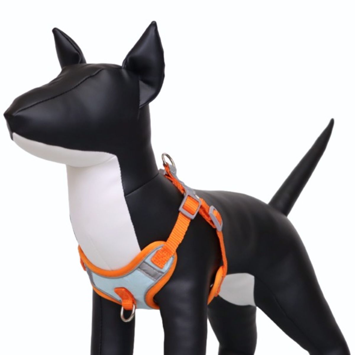 GENERICO - ARNÉS TALLA L CELESTE Y NARANJA REFLECTANTE PARA PERROS