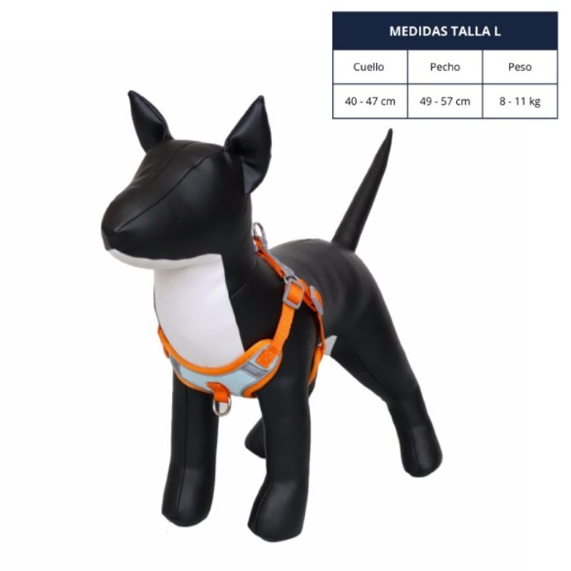 GENERICO - ARNÉS TALLA L CELESTE Y NARANJA REFLECTANTE PARA PERROS
