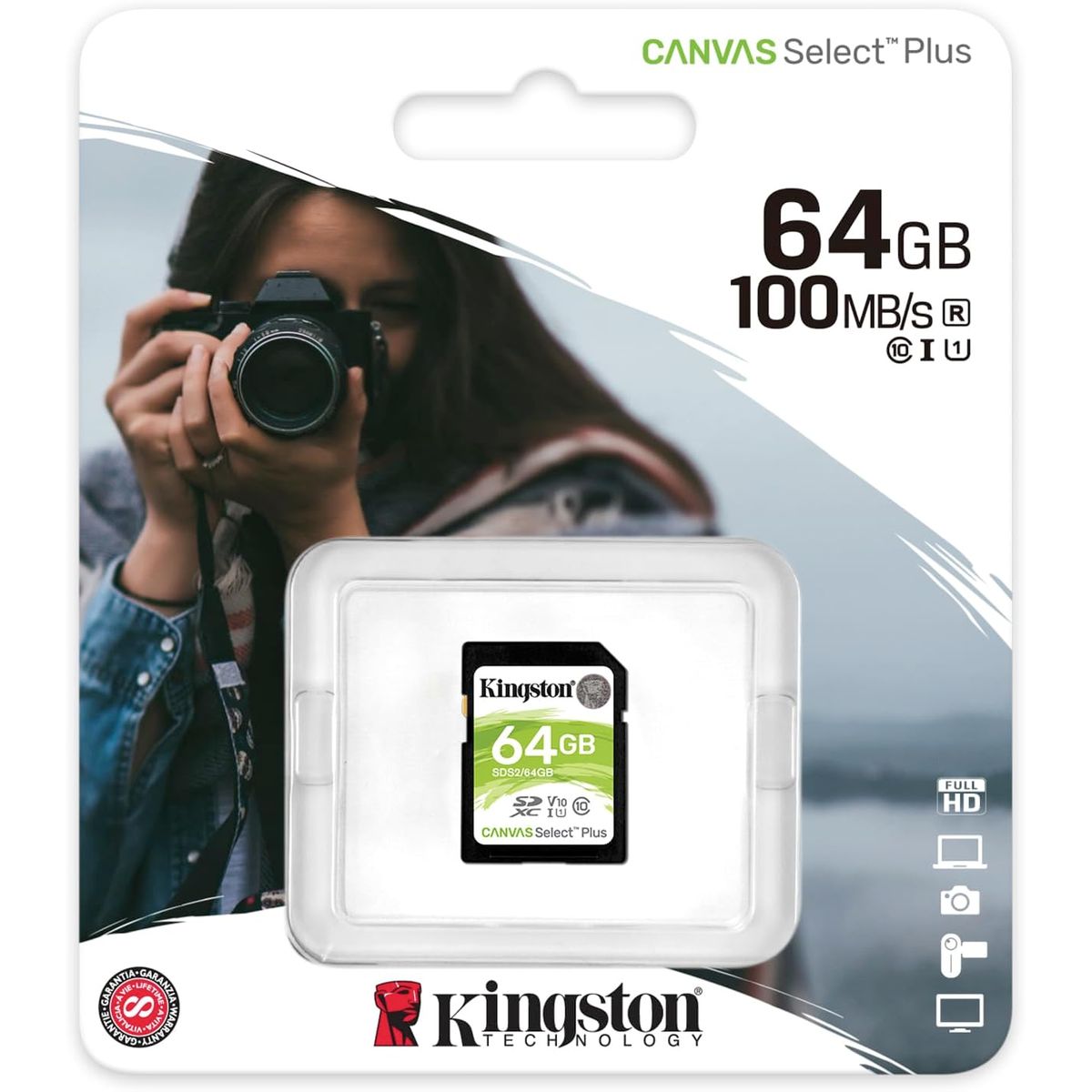 KINGSTON - MEMORIA SD DE 64GB 100MBs SDHC