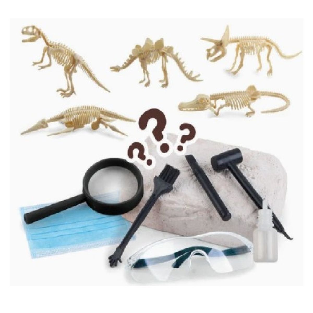 GENERICO - Kit de fósiles Excavación 2 Dinosaurios Exploración Ciencia