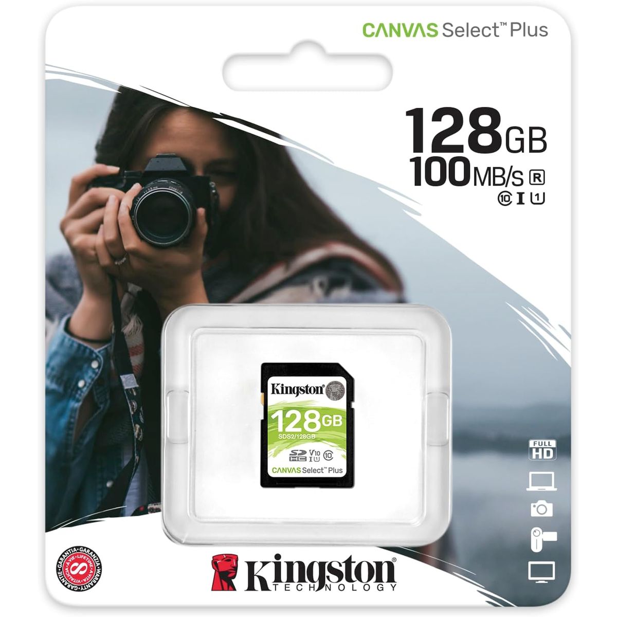 KINGSTON - MEMORIA SD DE 128GB 100MBs SDHC