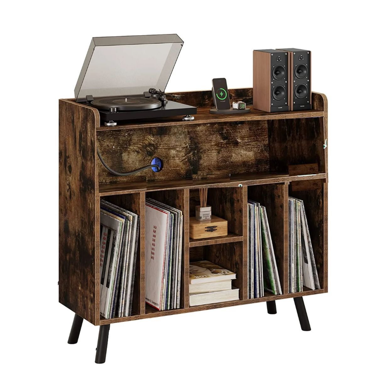 GENERICO - Mueble Estante Tocadisco Barton caramelo Petrox Home