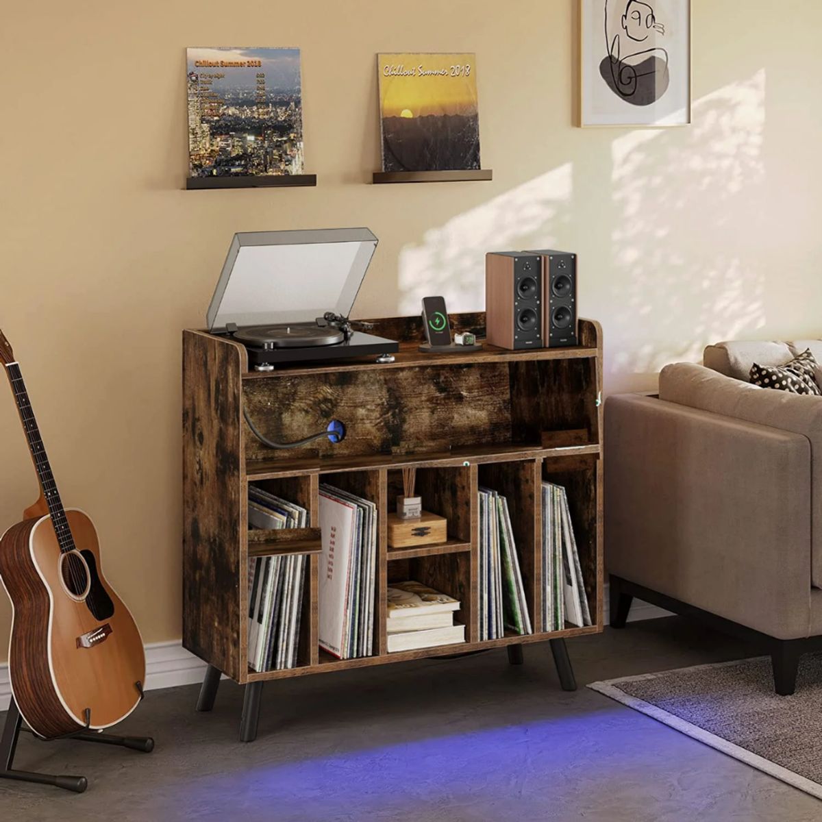 GENERICO - Mueble Estante Tocadisco Barton caramelo Petrox Home