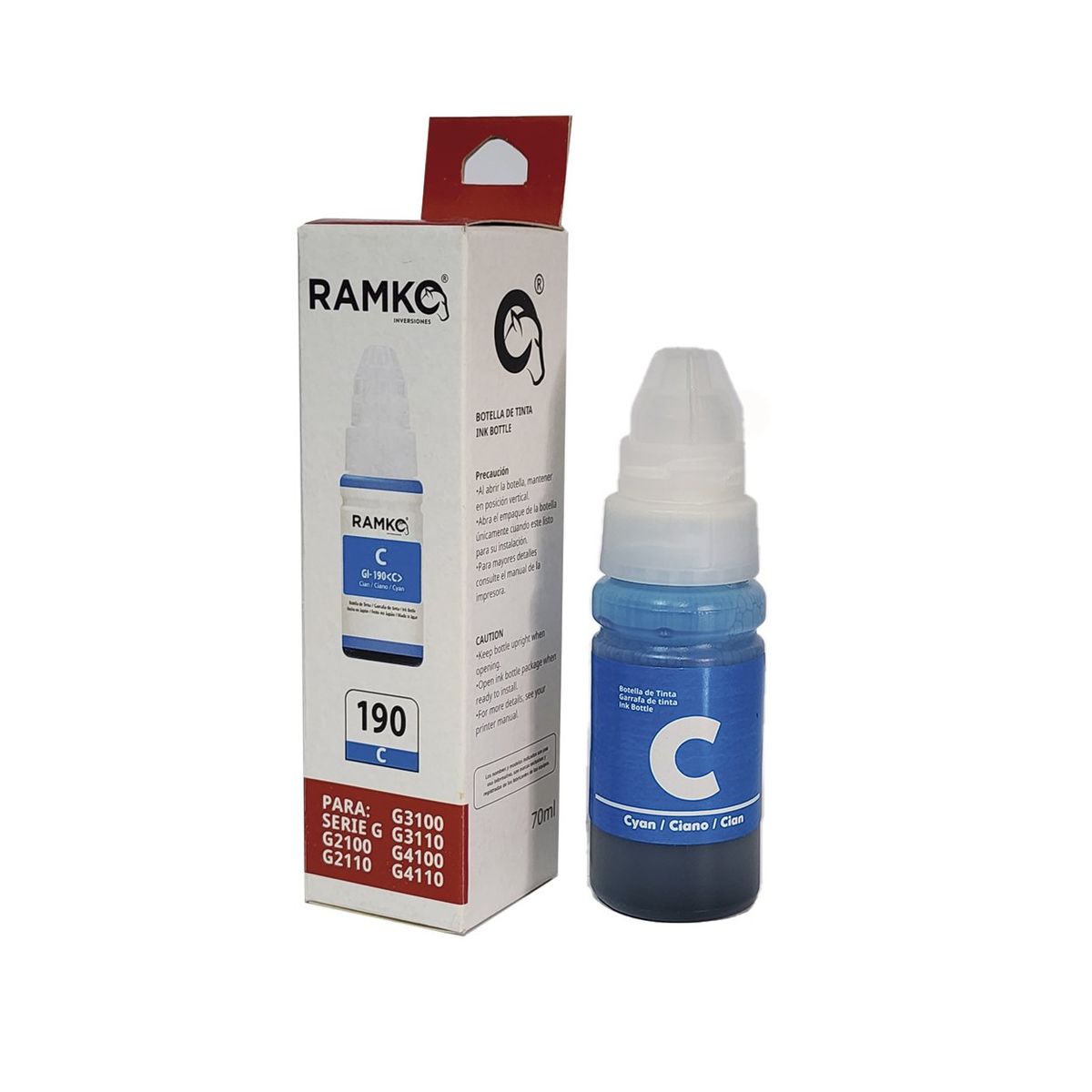 RAMKO - TINTA COMPATIBLE CANON GI-190 CYAN