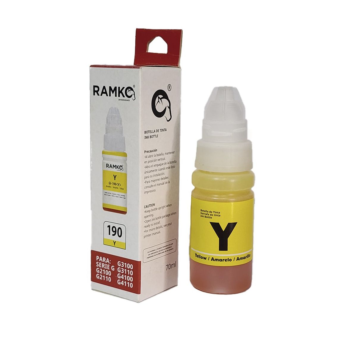 RAMKO - TINTA COMPATIBLE CANON GI-190 AMARILLO