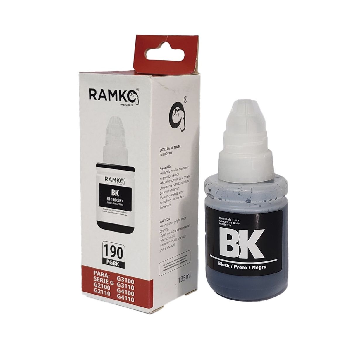 RAMKO - TINTA COMPATIBLE CANON GI-190 NEGRO