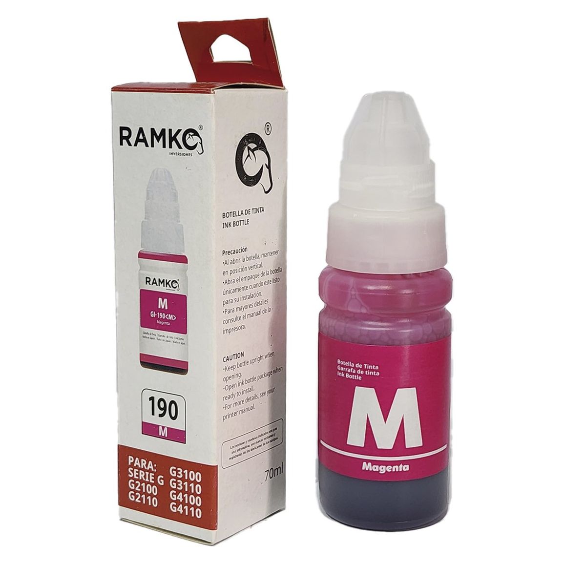 RAMKO - TINTA COMPATIBLE CANON GI-190 MAGENTA