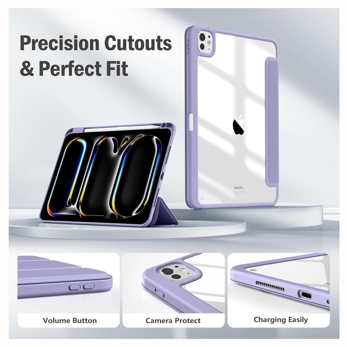 GENERICO - Funda Smart Case para iPad Pro 11 M4 (2024) - LAVANDA C/TRANSPARENTE