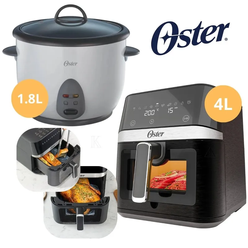OSTER - COMBO OSTER FREIDORA DE AIRE 4L DIGITAL + OLLA ARROCERA 1.8 Lts