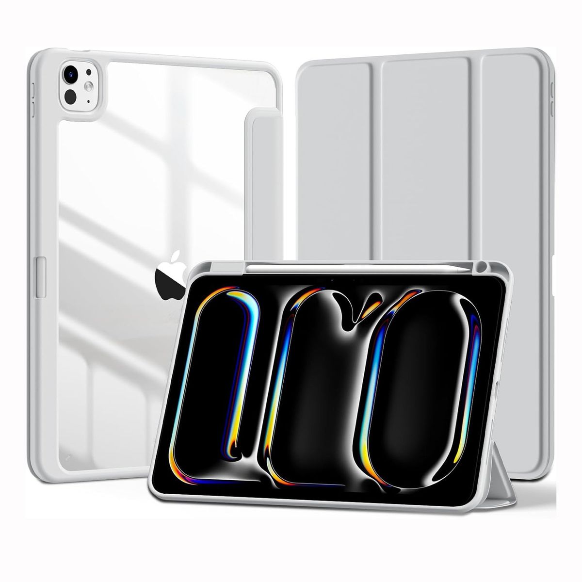 GENERICO - Funda Smart Case para iPad Pro 11 M4 (2024) - GRIS C/TRANSPARENTE