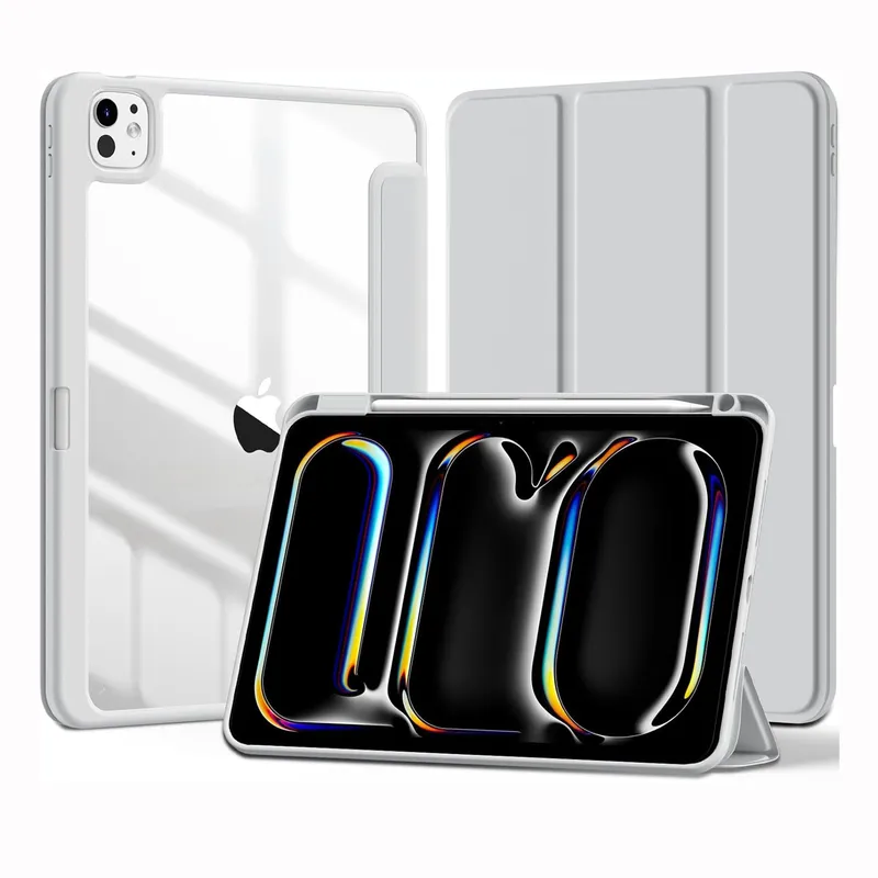 GENERICO - Funda Smart Case para iPad Pro 11 M4 (2024) - GRIS C/TRANSPARENTE