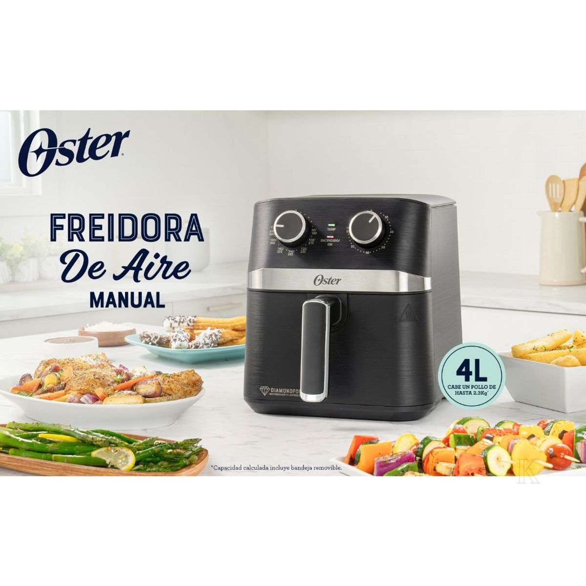 OSTER - COMBO OSTER FREIDORA DE AIRE 4L MANUAL+ OLLA ARROCERA 1.8 Lts