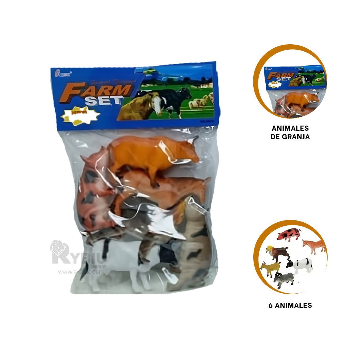 RYBIU IMPORT - Animales Didactico de Granja en Multicolor Y+Gift Stickers