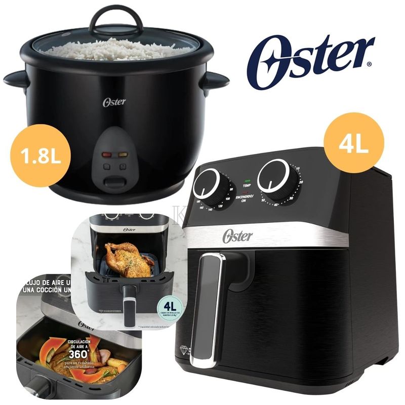 OSTER - COMBO OSTER FREIDORA DE AIRE 4L MANUAL+ OLLA ARROCERA 1.8 Lts