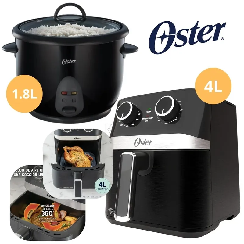OSTER - COMBO OSTER FREIDORA DE AIRE 4L MANUAL+ OLLA ARROCERA 1.8 Lts