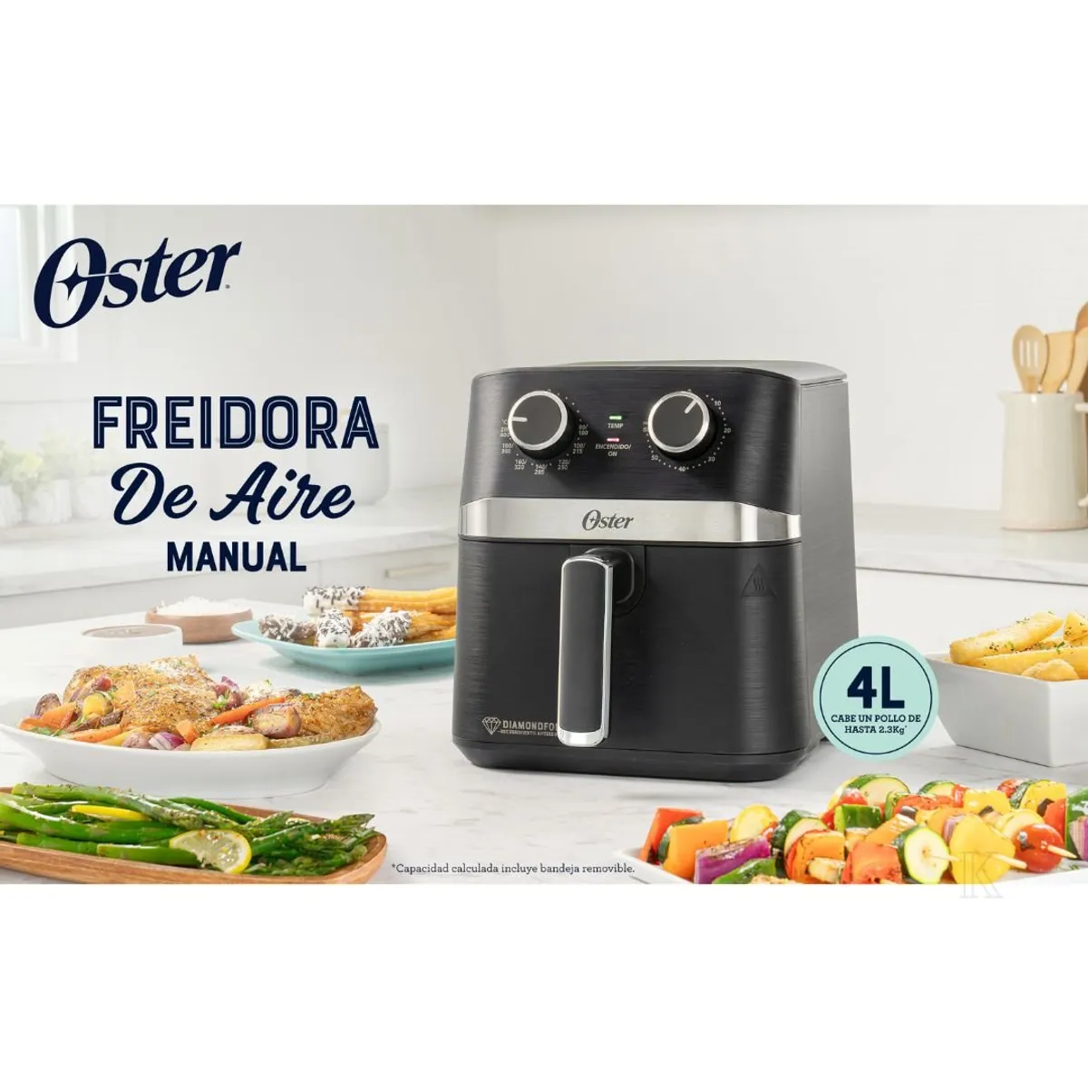 OSTER - COMBO OSTER FREIDORA DE AIRE 4L MANUAL+ OLLA ARROCERA 1.8 Lts