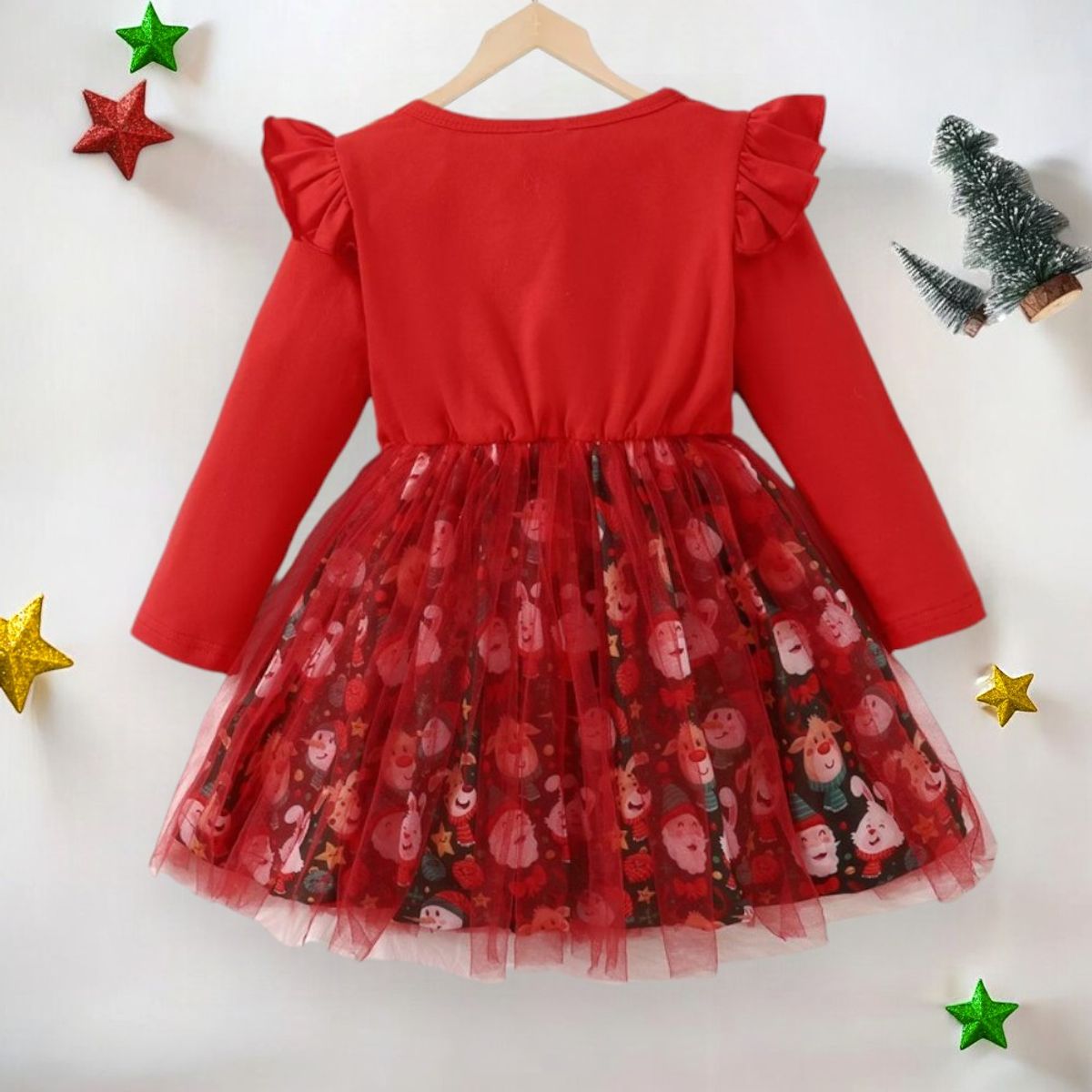 GENERICO - VESTIDO PARA BEBE NIÑA DE NAVIDAD + VINCHA