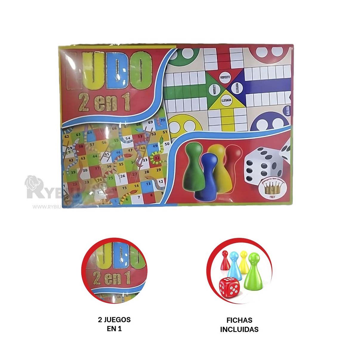 RYBIU IMPORT - Partida de Diversion Ludo en Multicolor Y+Gift MiniAgenda