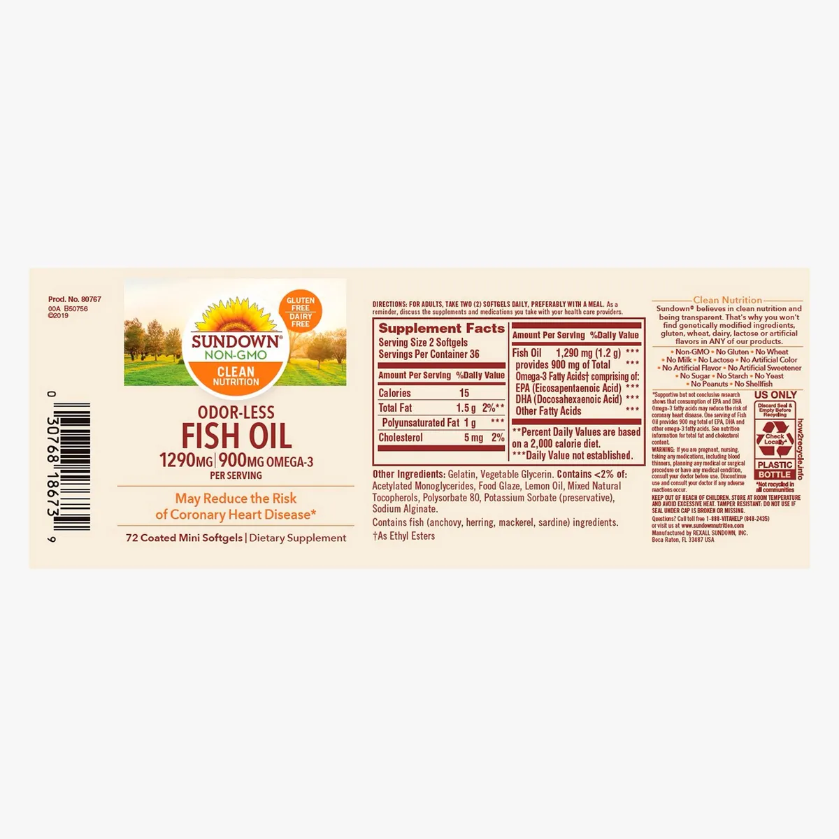 SUNDOWN - Fish Oil Mini 1 290 mg - 72 Soft