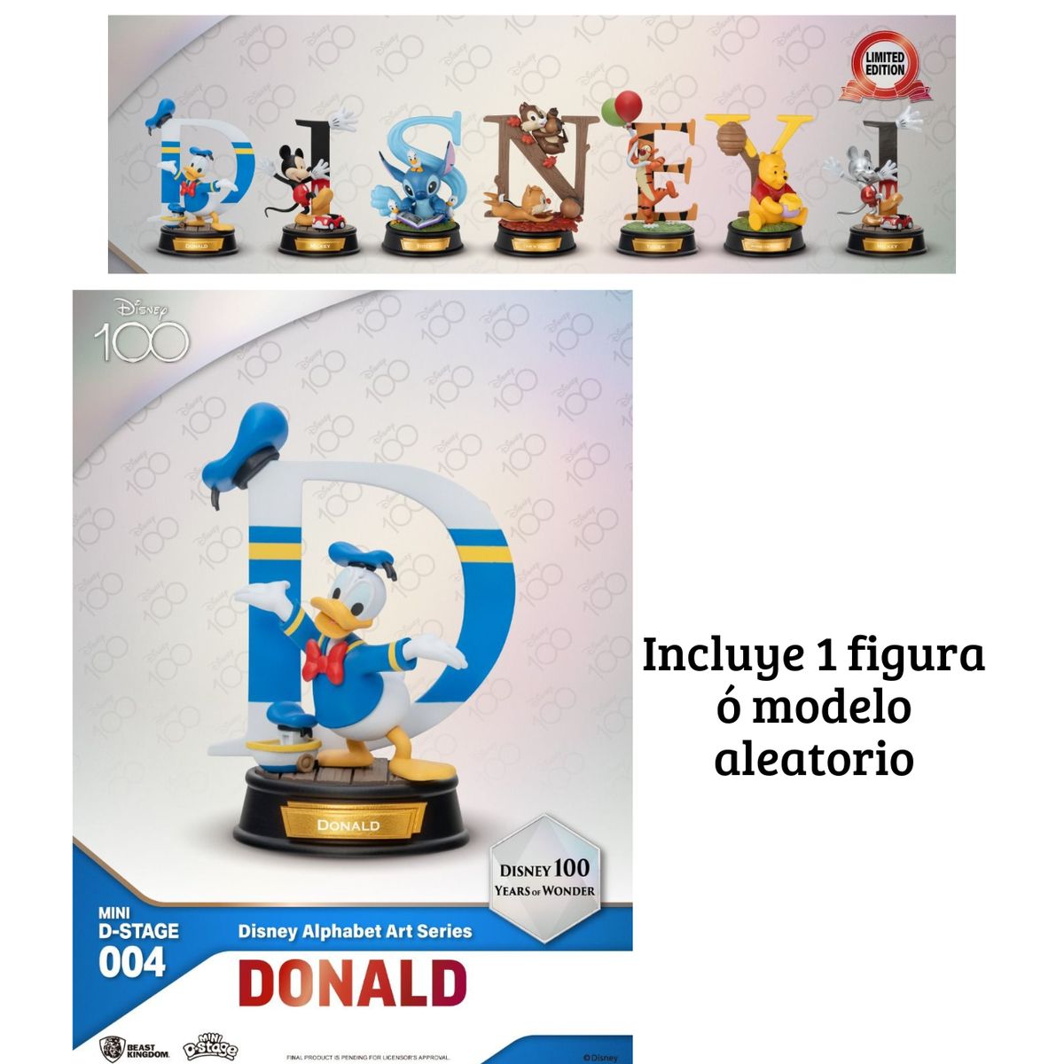 DISNEY - Minifigura alfabeto de Disney - Aleatorio Disney 100 años