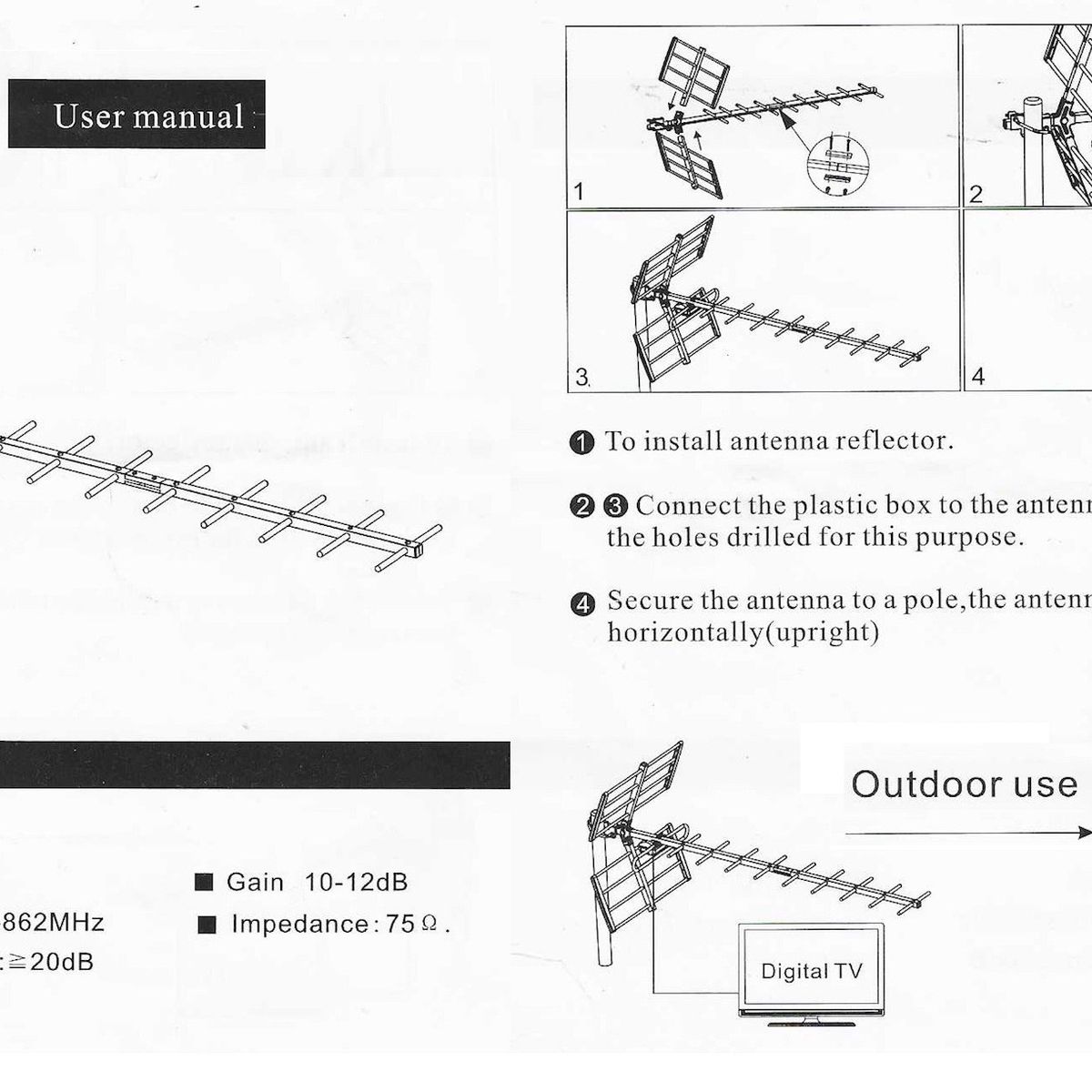 Easy Corp - ANTENA PARA TELEVISION HD EXTERIOR CON 10 METROS DE CABLE