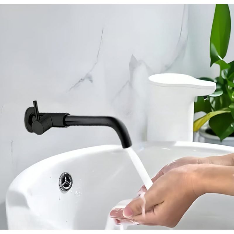 APACHE - Grifo Caño Pared Bronce Negro Mate para Lavatorio pico minimalista