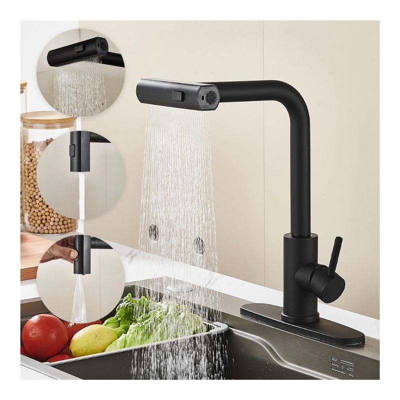KITCHEN CRAFT - KITCHEN FAUCET Griferia Mezcladora De Acero - COLOR NEGRO