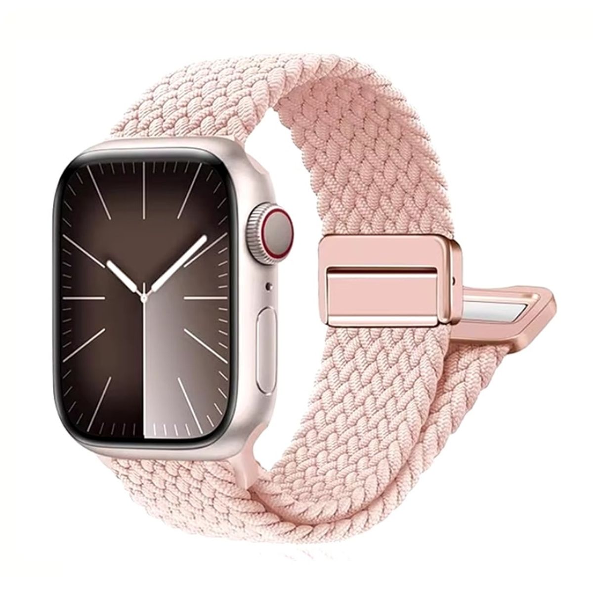 GENERICO - Correa Nylon Trenzado Cierre Magnético AppleWatch Serie 10 46MM Rosa