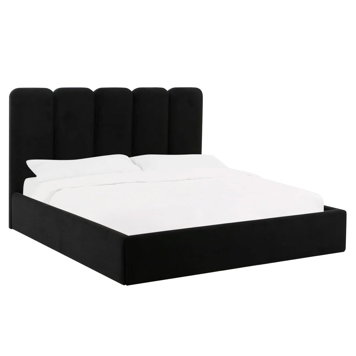 GENERICO - Cama Tapizada Listón Ciao Negro 2 Plazas