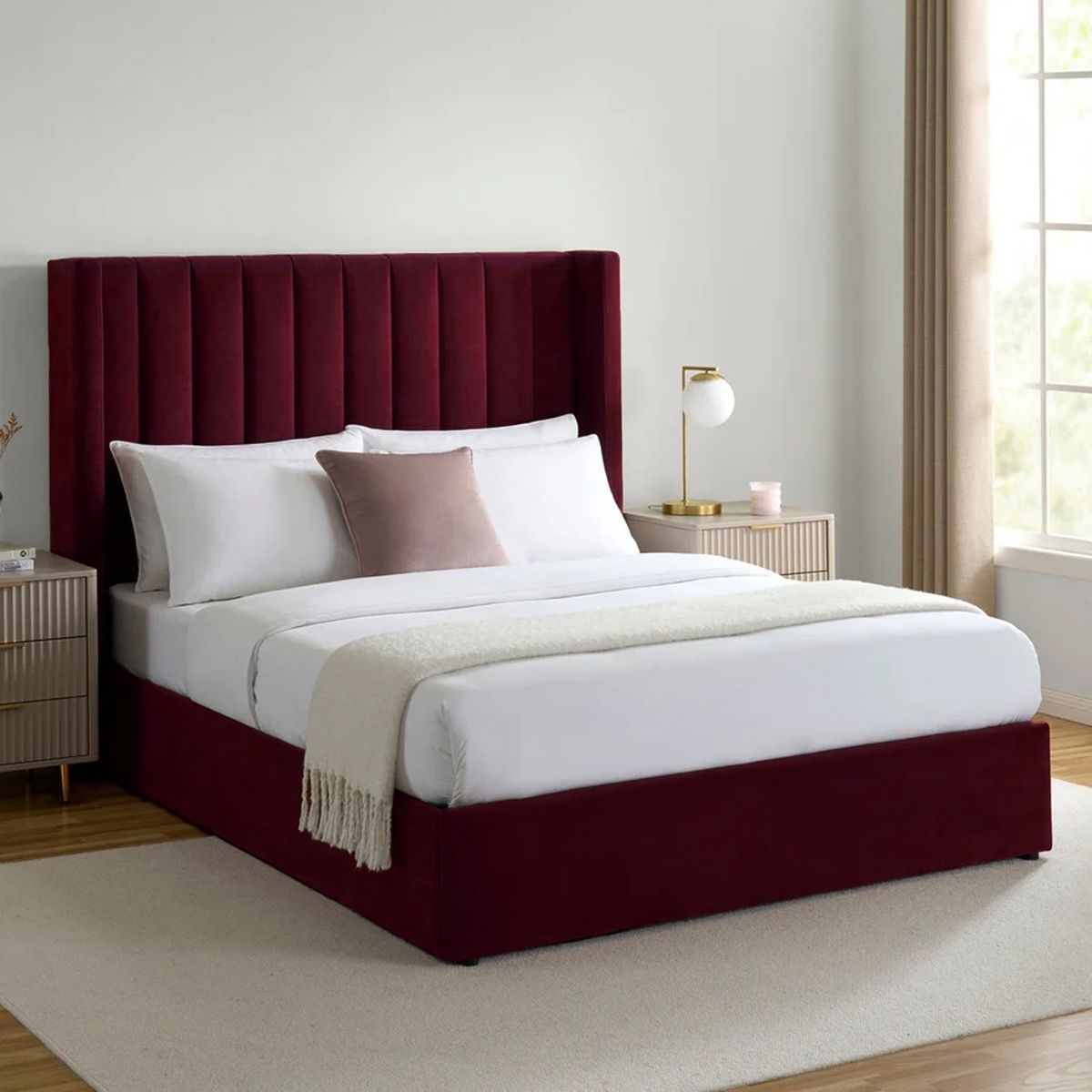 GENERICO - Cama Tapizada Listón Vino 1.5 Plz