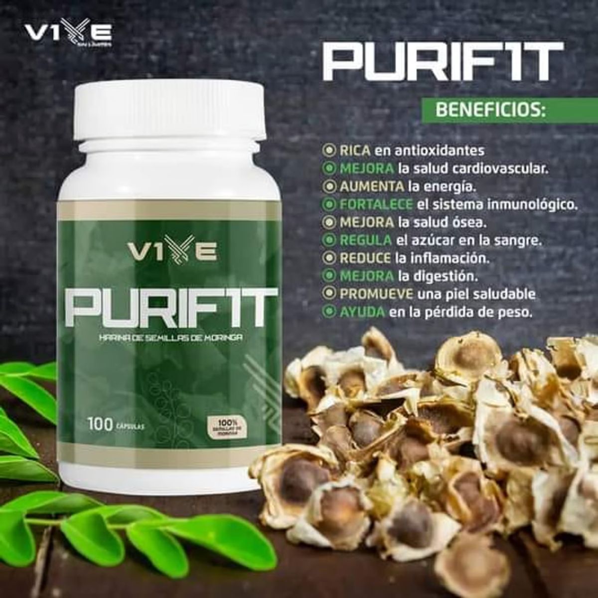 VIVE - Cápsulas de Moringa Natural Detox