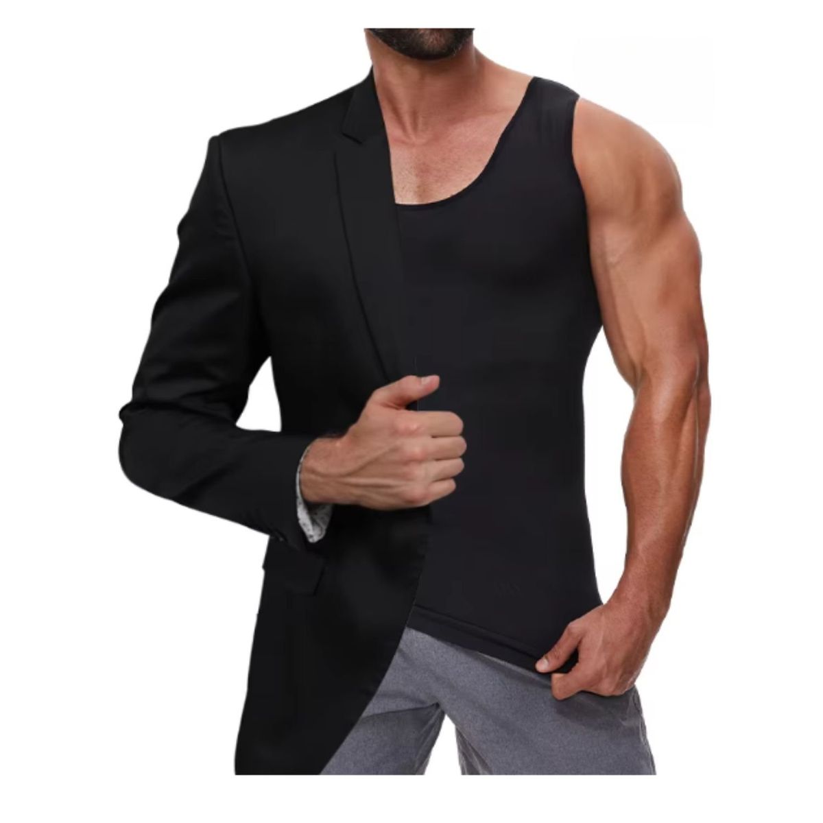 GENERICO - Camiseta Reductora Adelgazante para Hombre - Negro