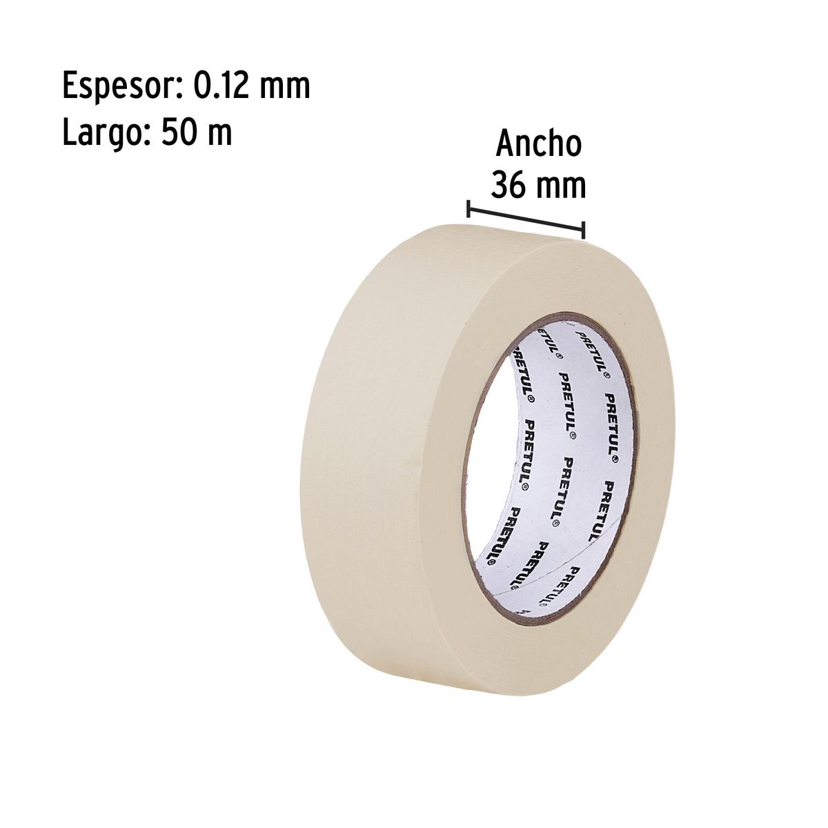 PRETUL - Cinta 1 1/2" x 50m Masking Tape 20671 Pretul