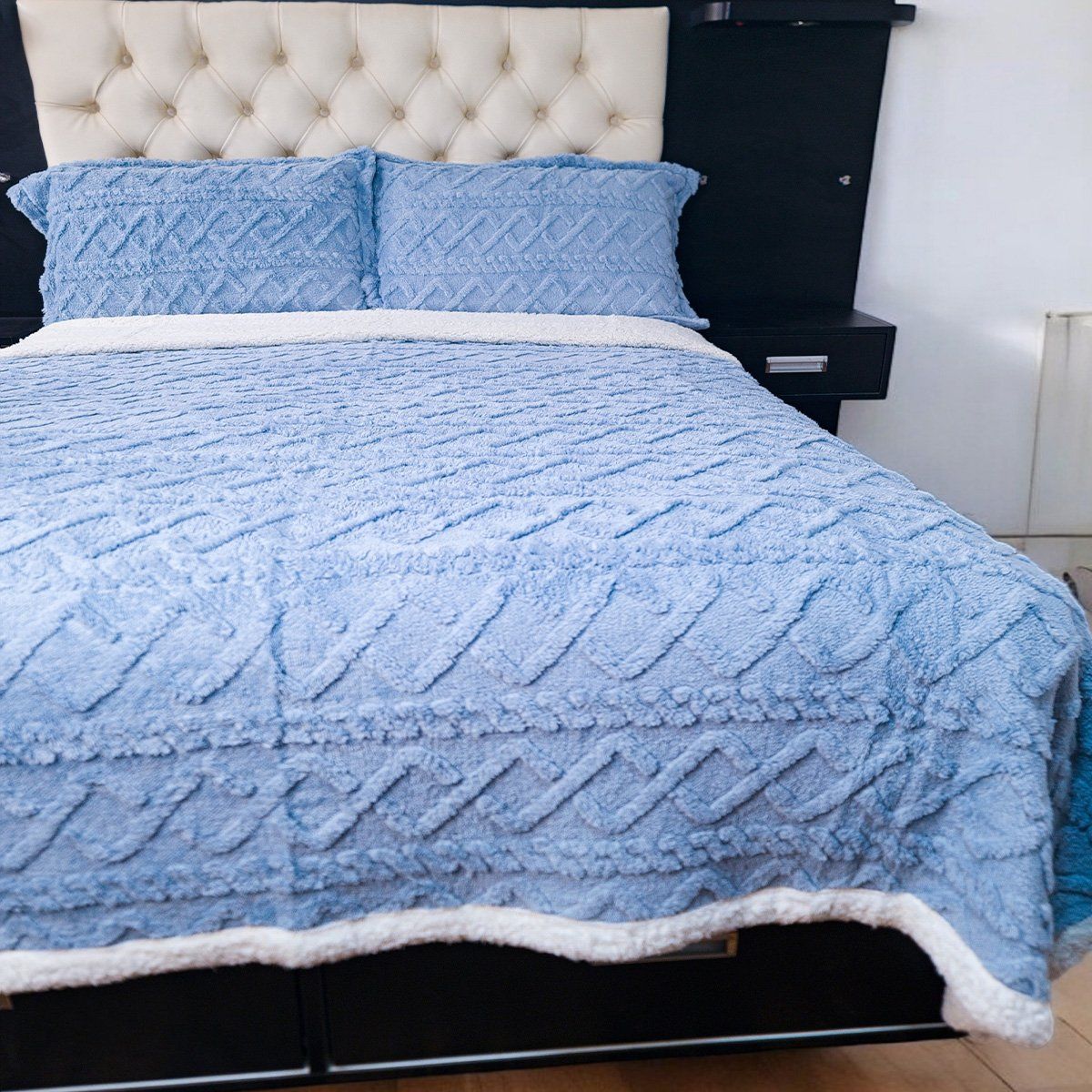 MINGDA - Manta Premiun Flannel con Reverso Sherpa ACERO