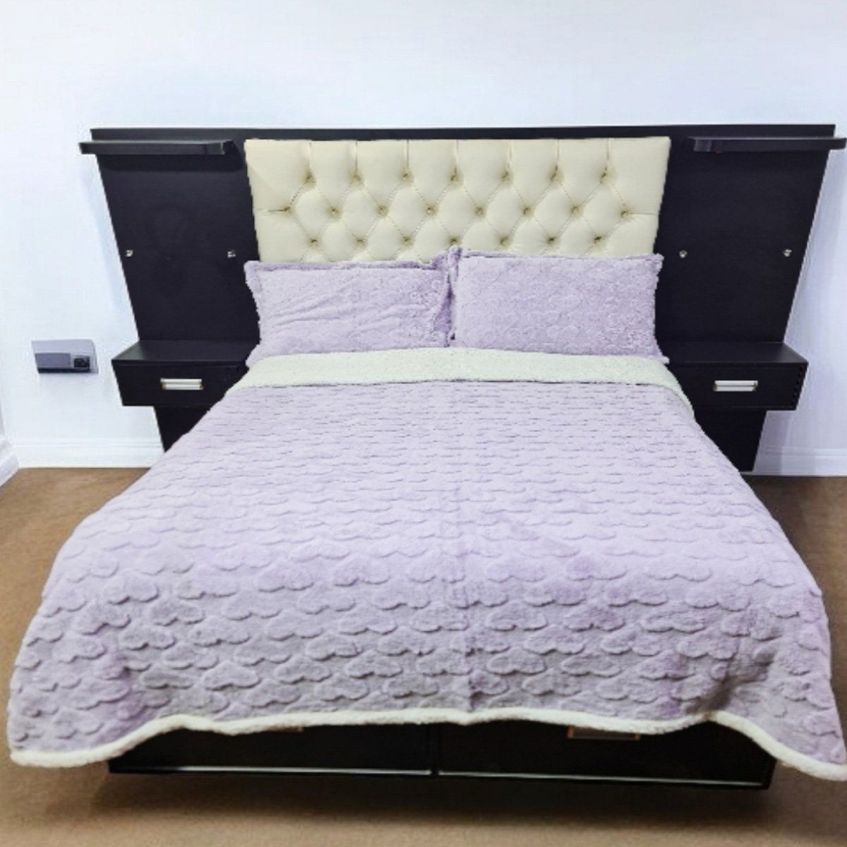 MINGDA - Manta Premiun Flannel con Reverso Sherpa LILA