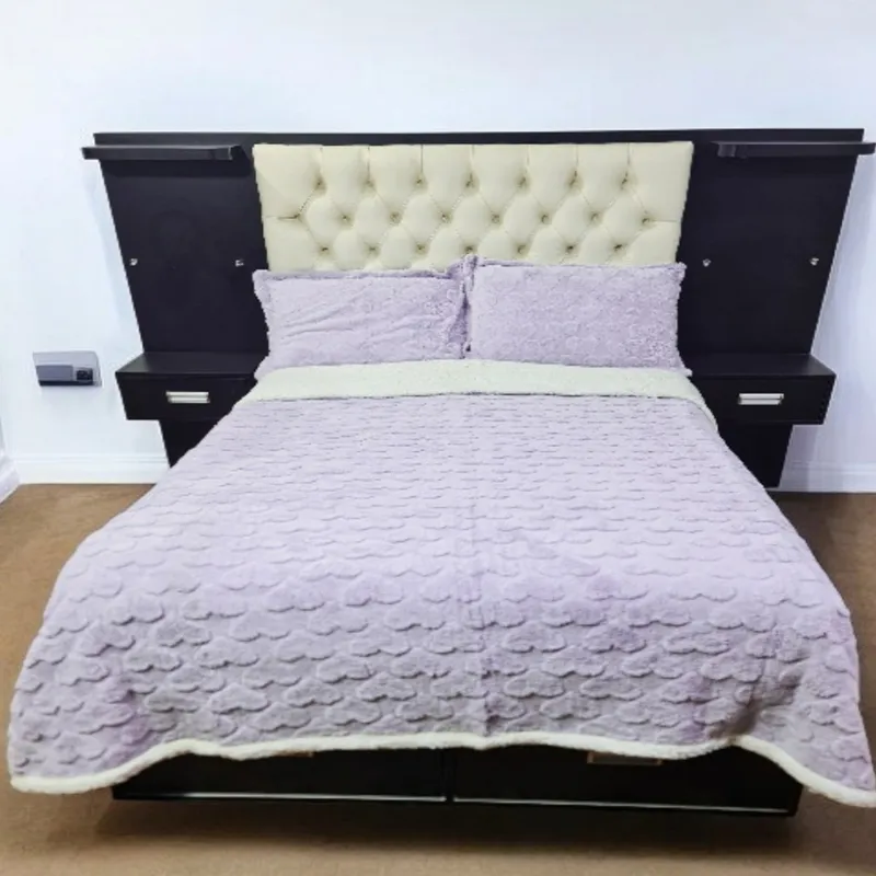 MINGDA - Manta Premiun Flannel con Reverso Sherpa LILA