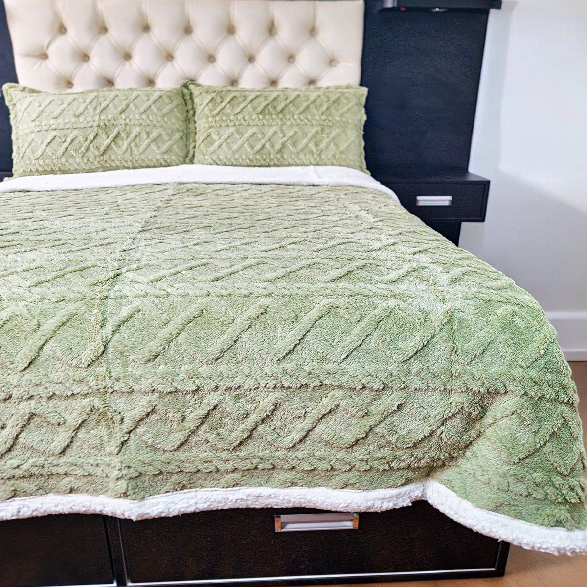 MINGDA - Manta Premiun Flannel con Reverso Sherpa VERDE