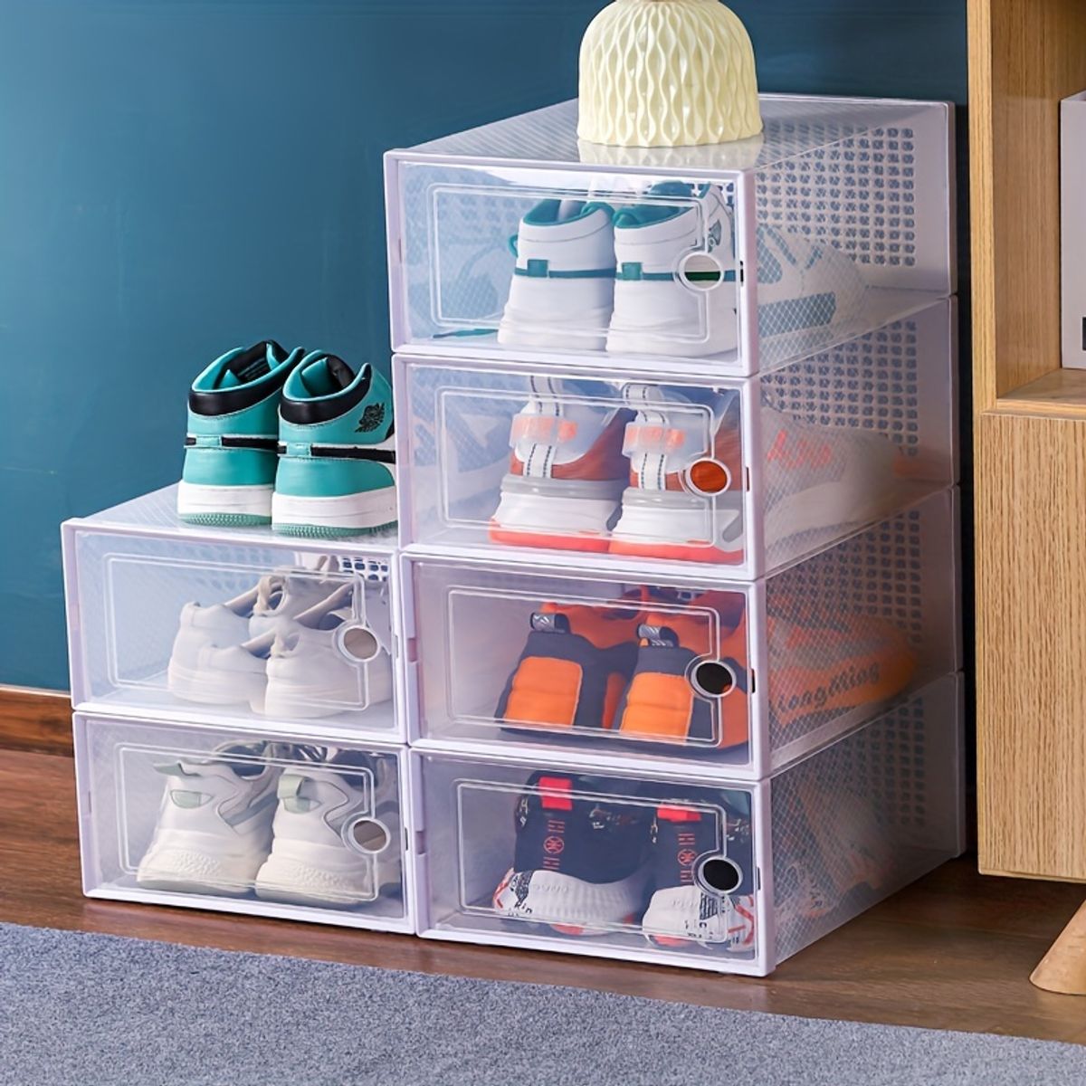 GENERICO - Set De 20 Cajas Organizador De Zapatos Con Ventilación - Blanco