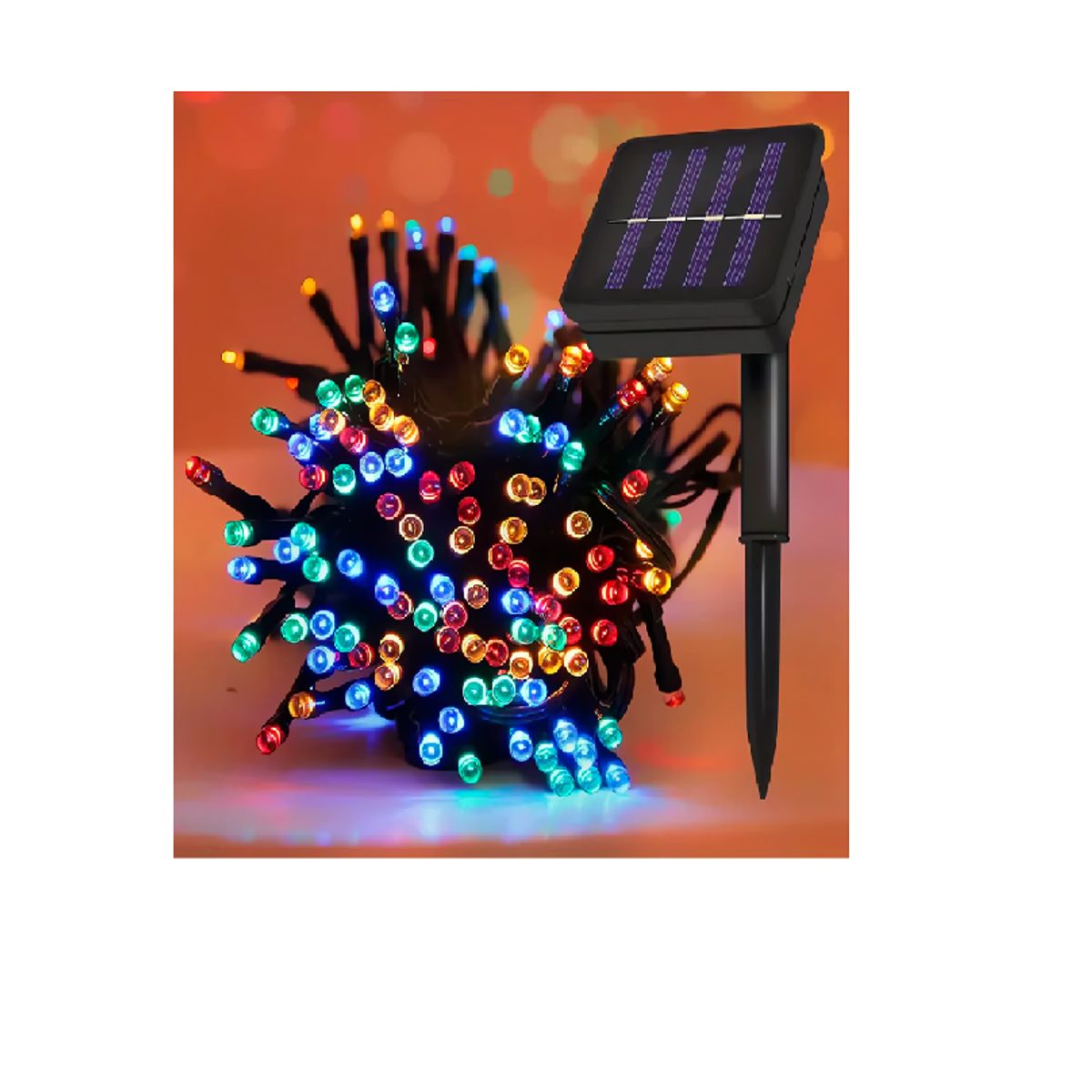 GENERICO - LUCES NAVIDEÑAS DE COLORES DE 300 FOCOS  - CON PANEL SOLAR