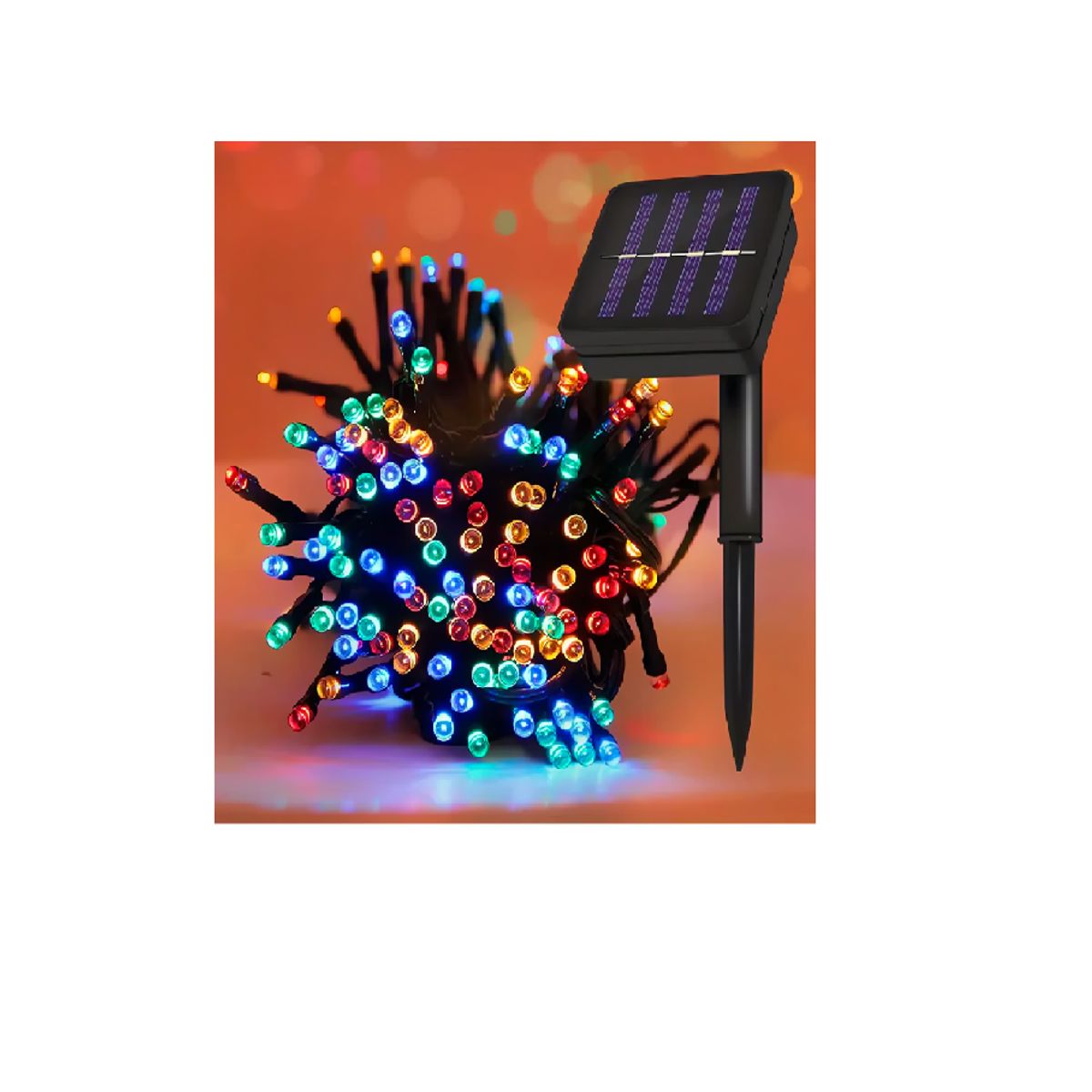 GENERICO - LUCES NAVIDEÑAS DE COLORES DE 300 FOCOS  - CON PANEL SOLAR
