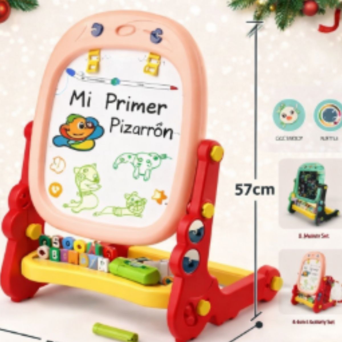 GENERICO - PIZARRA DIDÁCTICA IMANTADA DE DOBLE CARA PARA DIBUJAR COLOR ROSADO