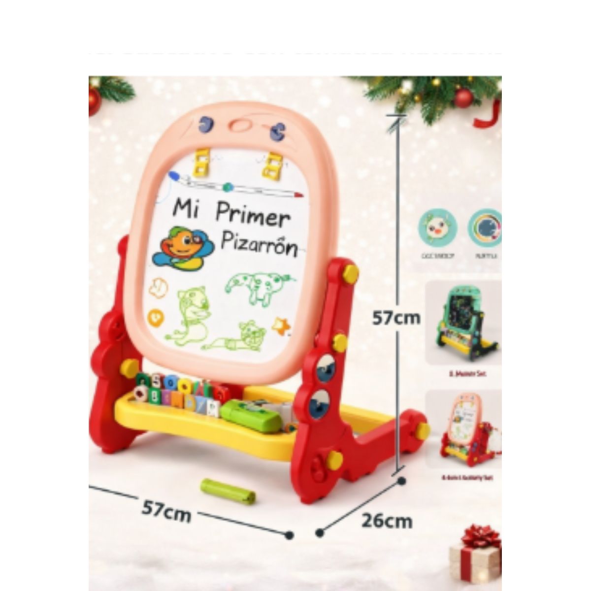 GENERICO - PIZARRA DIDÁCTICA IMANTADA DE DOBLE CARA PARA DIBUJAR COLOR ROSADO