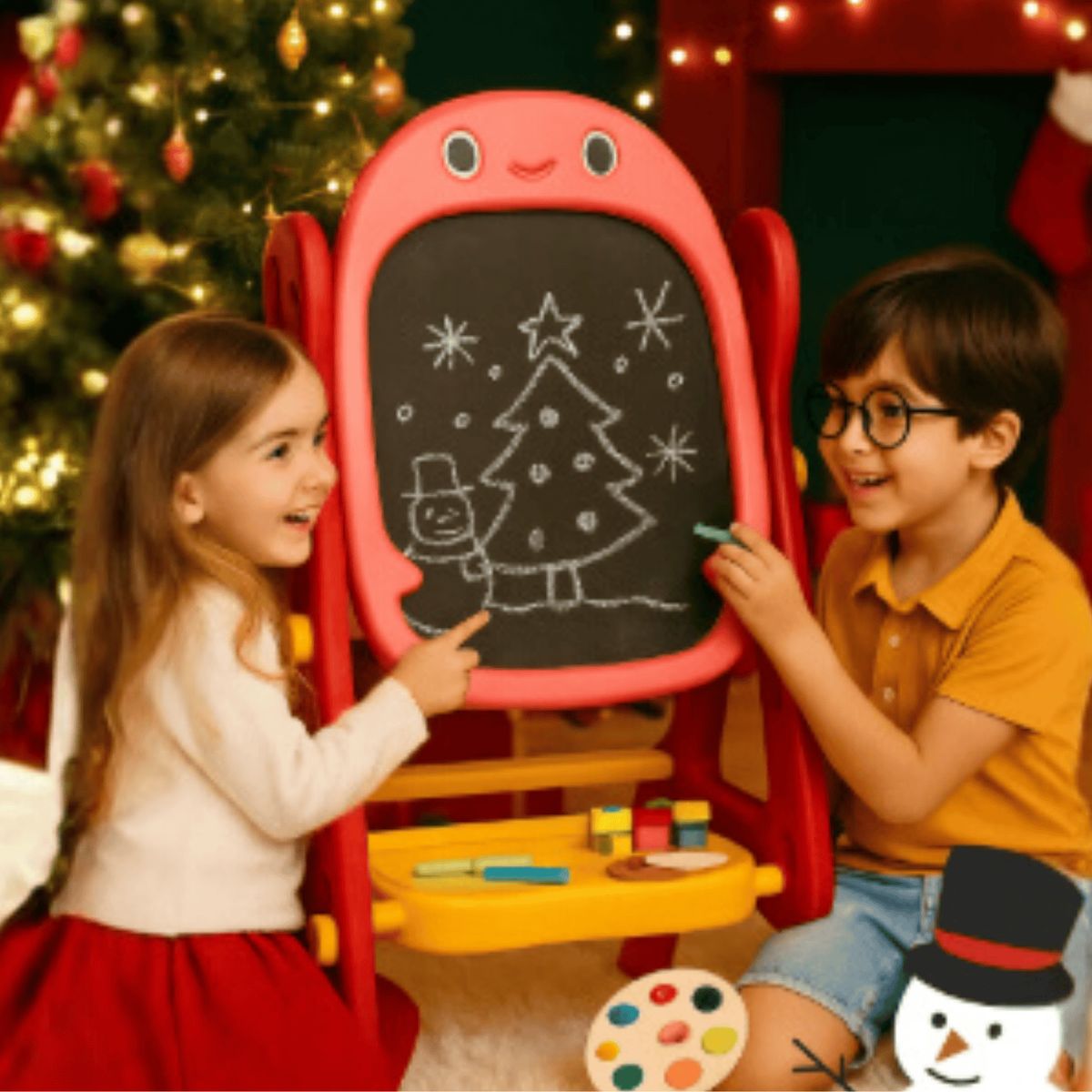 GENERICO - PIZARRA DIDÁCTICA IMANTADA DE DOBLE CARA PARA DIBUJAR COLOR ROSADO