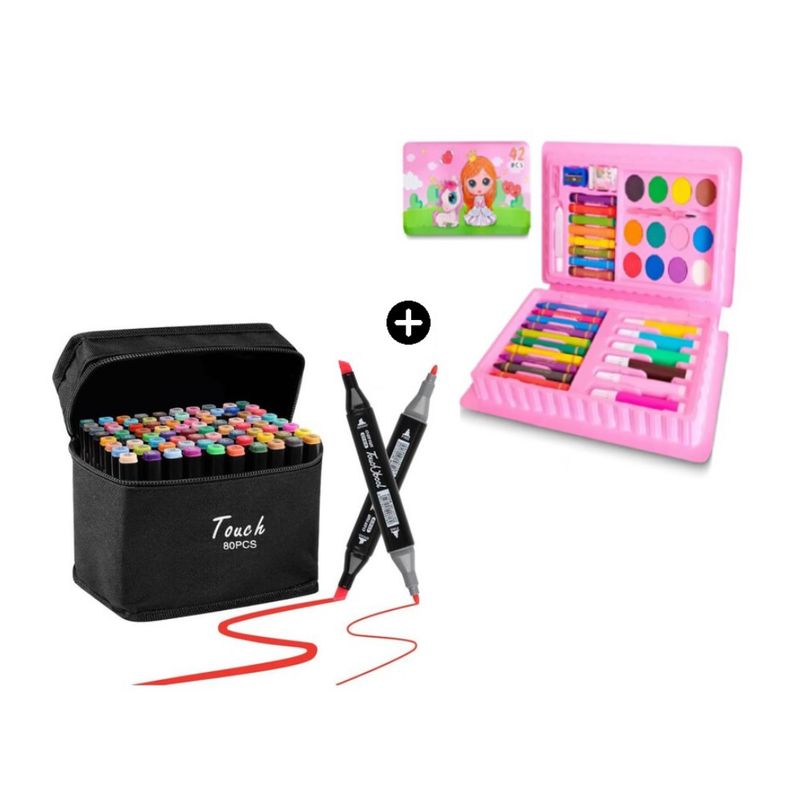 GENERICO - Mini Set Arte-Dibujo 41Pzs Sirena/Hada + Set de 80 Plumones