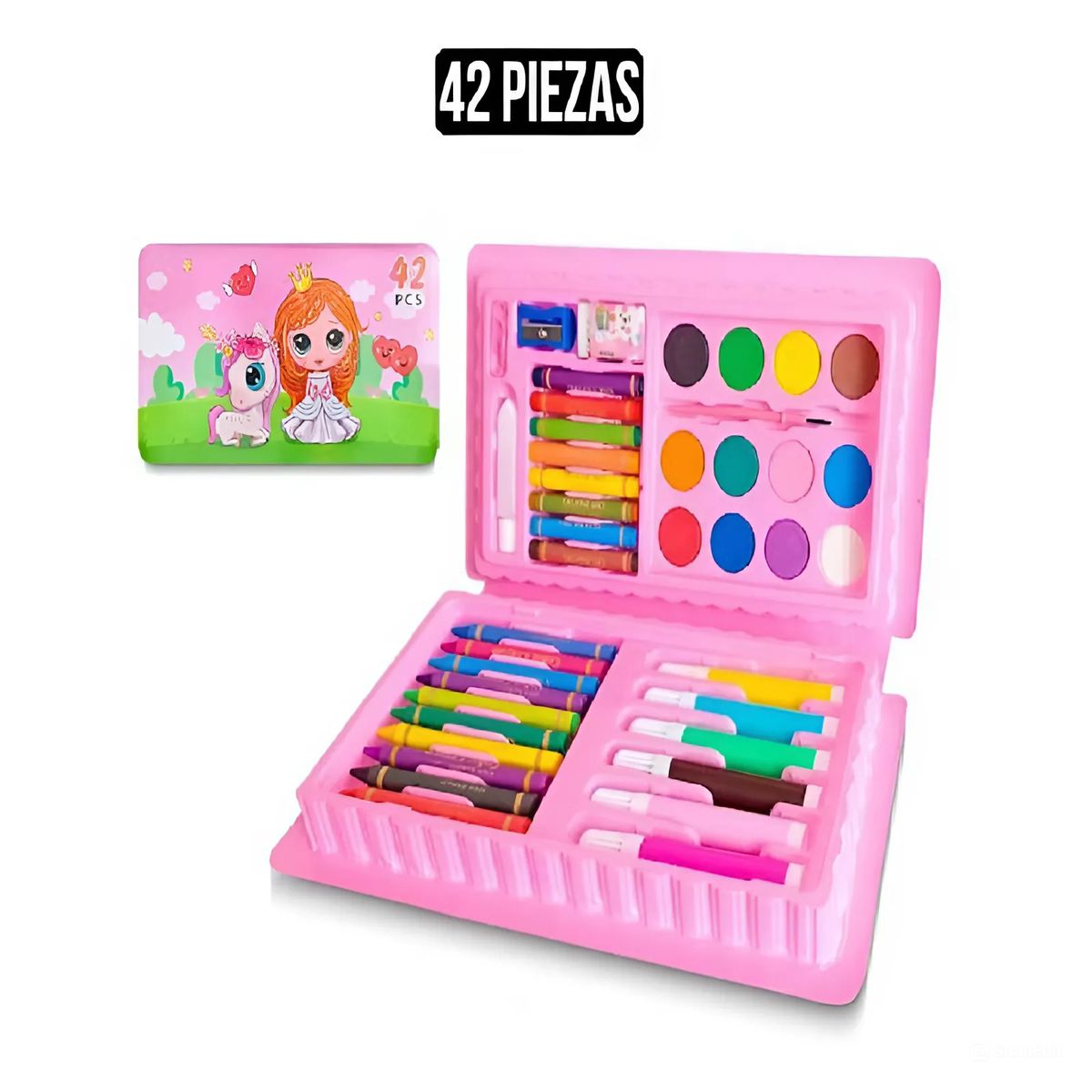 GENERICO - Mini Set Arte-Dibujo 41Pzs Sirena/Hada + Set de 80 Plumones