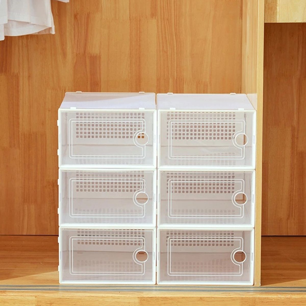 GENERICO - Pack x 6 Cajas Organizadoras De Zapatos Con Ventilación - Blanco